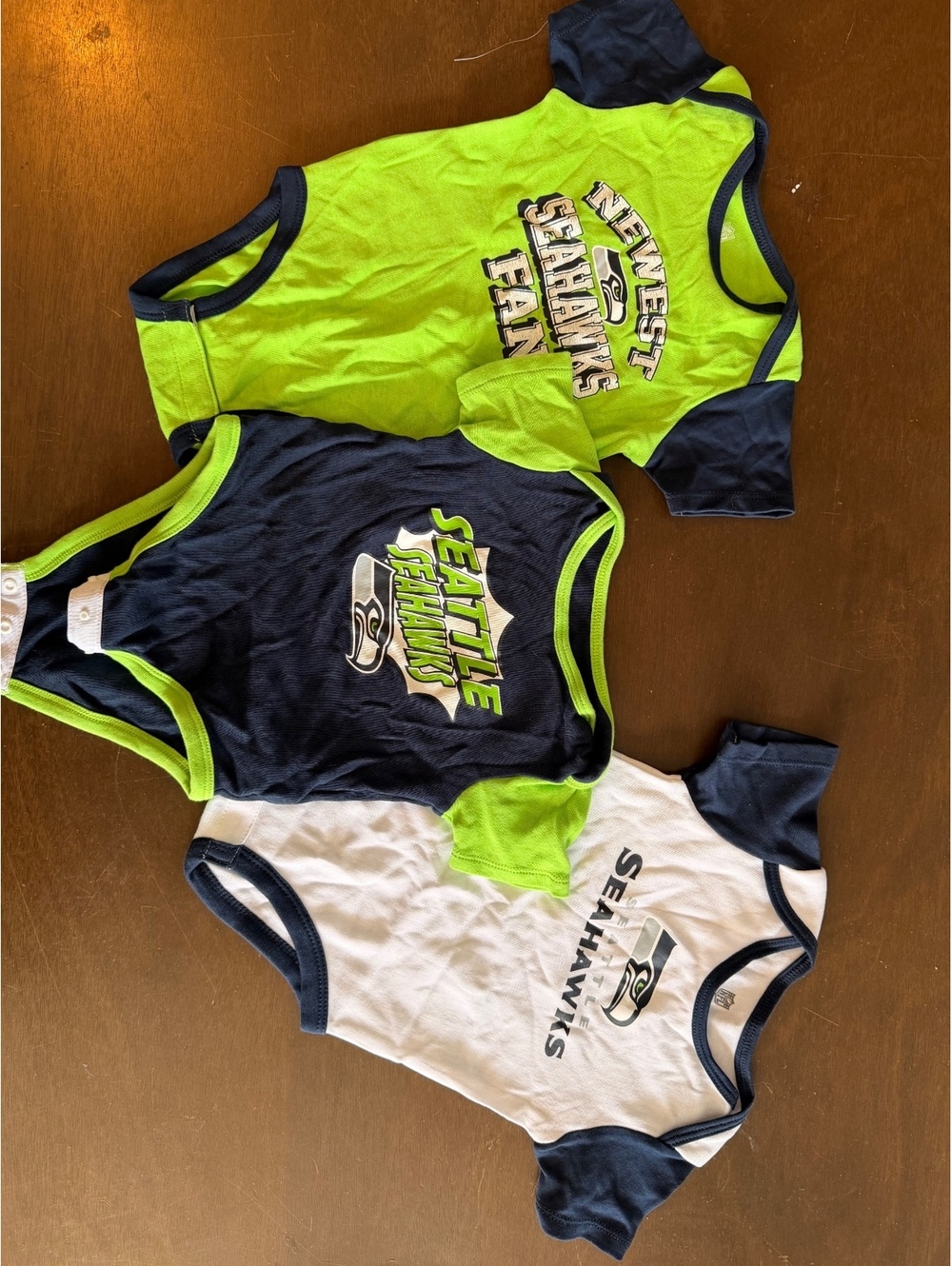 NFL Seattle Seahawks Baby Bodysuits Lot (3-Pack) – Size 12 Months